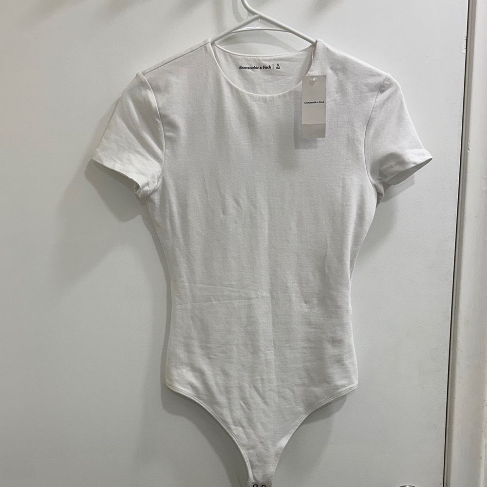 White Short Sleeve Bodysuit Abercrombie & Fitch